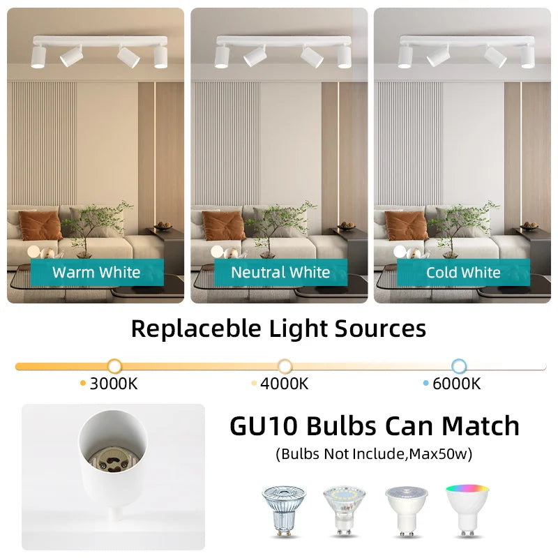 GU10 Spotlight Led Ceiling Spot Light Fixture for Living Room Decor Kitchen Bedroom Lamp Track Light Indoor Ceiling Lighting