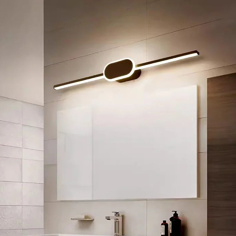 Nordic LED Wall Lamp Minimalist Black/White Strip Mirror Front Lights Bedrooms Kitchen Checkroom Nordic Interior Decor Luminaire