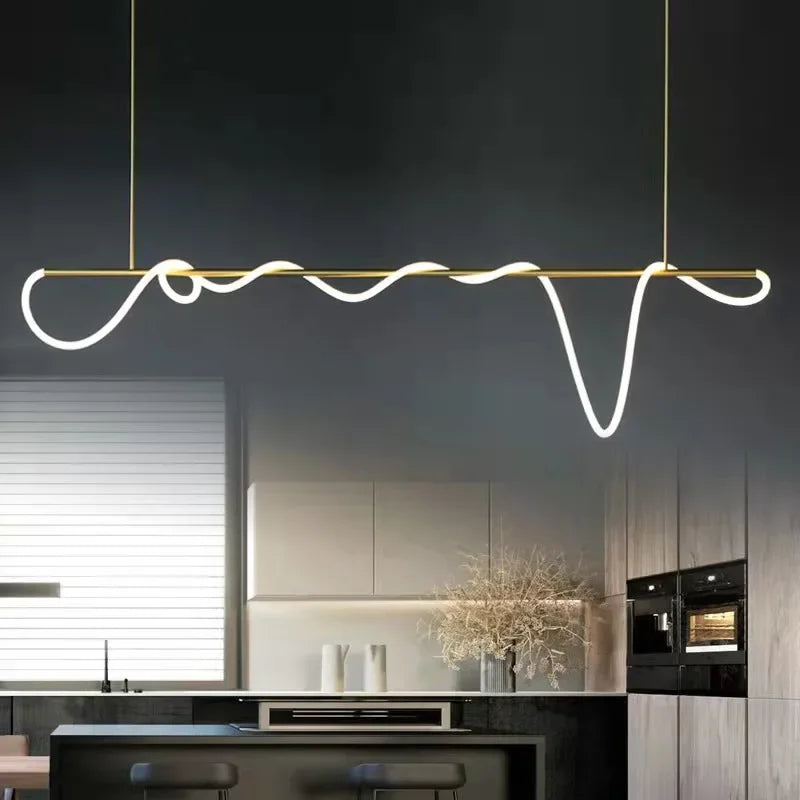 Minimalist Chandelier Living Room Creative Bar Bedroom Line Restaurant Led Light Hanging Lighting DIY Pendant Lamp Home