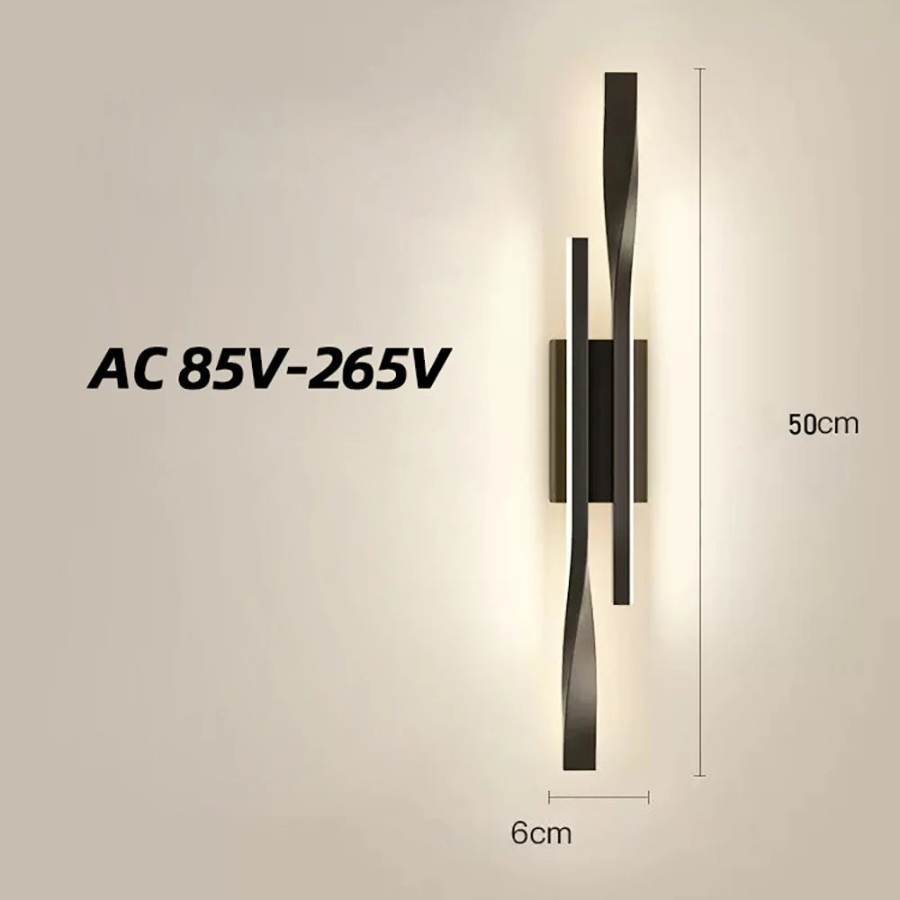 Long strip wall lamp light luxury creative room bedroom bedside lamp simple modern Nordic living room TV wall lamp AC85-265V