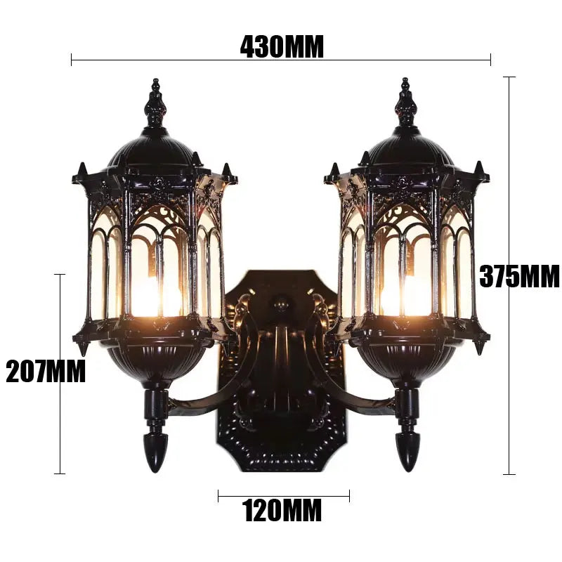 European Style Double Heads Outdoor Wall Lamp  Exterior Wall Wall Lamp Retro Villa Waterproof Courtyard Balcony Wall Lamp