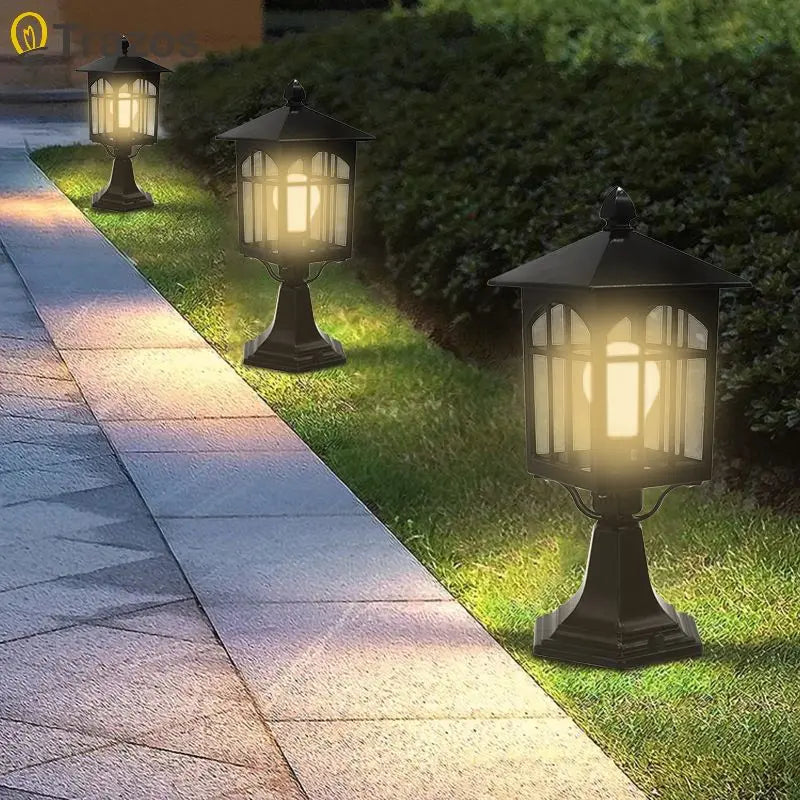 Modern European Style Column Lamp Cast Aluminum Acrylic Waterproof LED Outdoor Lamp Villa Garden Lamp Gate Black Lawn Lamp