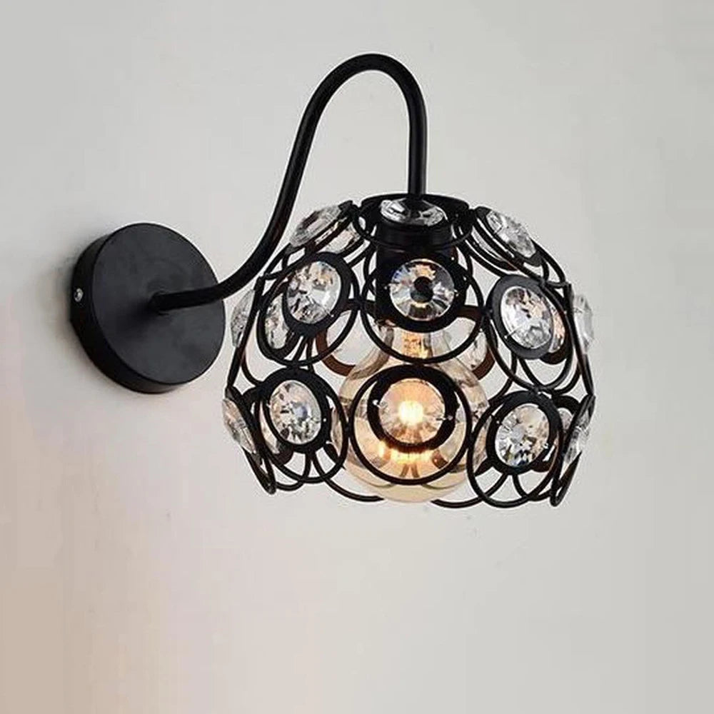 E27 Wall Sconce Crystal Wall Light Simple And Creative Bedroom Bedside Wall Lamp Crystal Lights Black Home Ligting Fixture