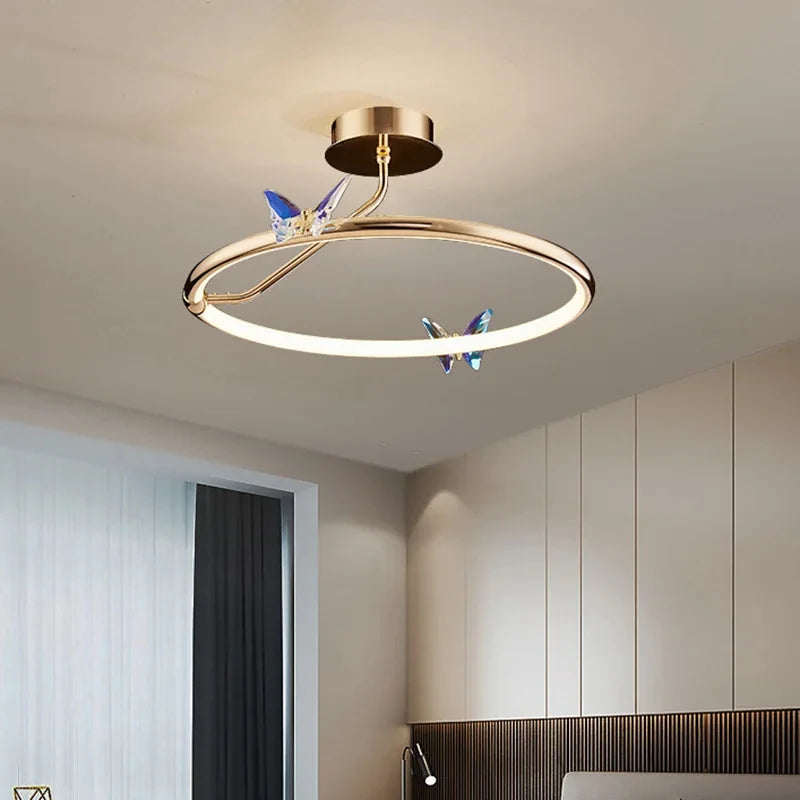 Butterfly LED Chandeliers Gold Ring Home Decoration Lighting Cord Adjustable For Living Room Bedroom Restaurant Good Packaging