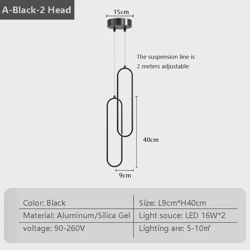 Modern LED Pendant Light Black Gold Bedside Lighting Lamp Living Room Dining Room Bedroom Hanging Lamps Decor Led Fixtrue Lustre