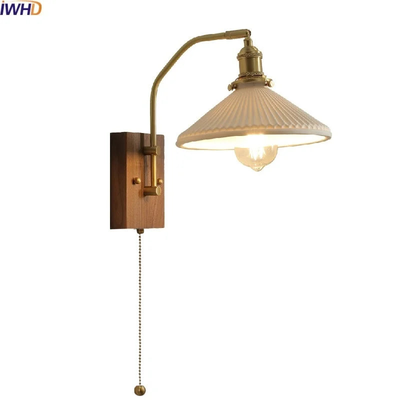 Ceramic Walnut LED Wall Lamp Sconce Bedroom Living Room Restaurant Modern Bathroom Mirror Light Fixtures Lamparas