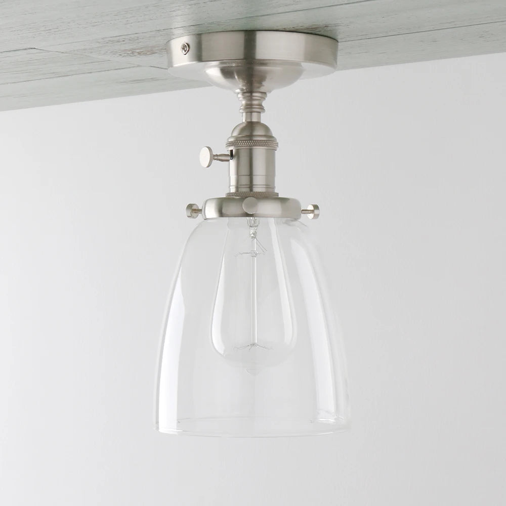 ceiling light oval transparent glass lampshade, glass ceiling light in the laundry room living room cafe bar