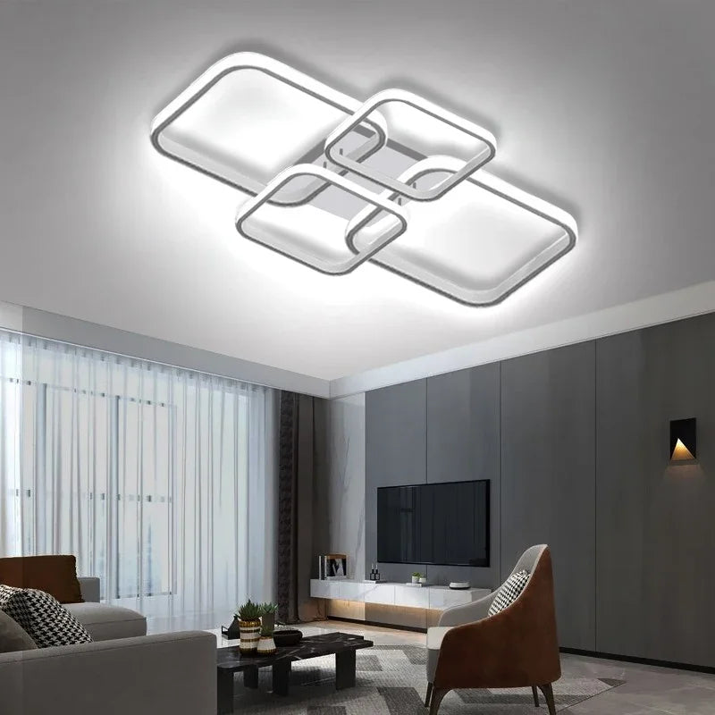 Modern LED Ceiling Light 4 Rings Black White Home Decor Lamp For Bedroom Living Room Restaurant Hotel Indoor Led Lighting Lustre