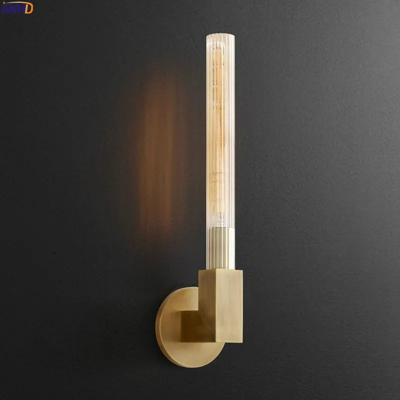 Loft America Country LED Wall Lamp Sconce Copper Glass Beside Bedroom Living Room Bathroom Mirror Light Applique Murale