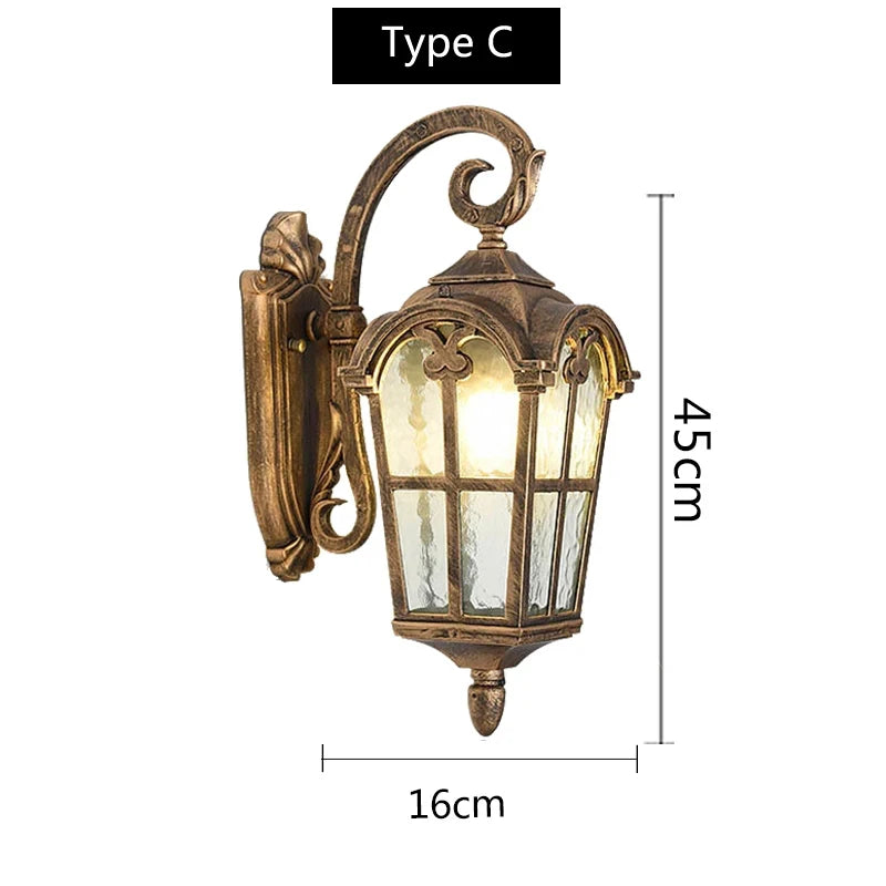 European Waterproof Outdoor Wall Lamp Balcony Garden Gazebo Door Enclosing Wall Villa Aisle Bedroom Vintage Wall Light