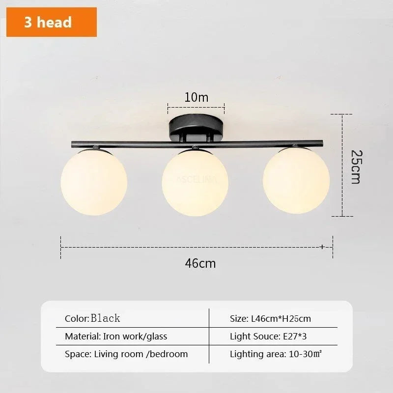 Nordic LED Glass Ceiling Lights White Ball Creative Golden Corridor Lamp Entrance Cloakroom Balcony Bedroom Dining Room Lamps