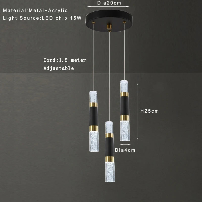 Fumi  Black Modern Pendant Lights, Integrated LED  Bubble Acrylic Pendant lamp, Illuminated Ceiling Pendant Lights Over The Kitc