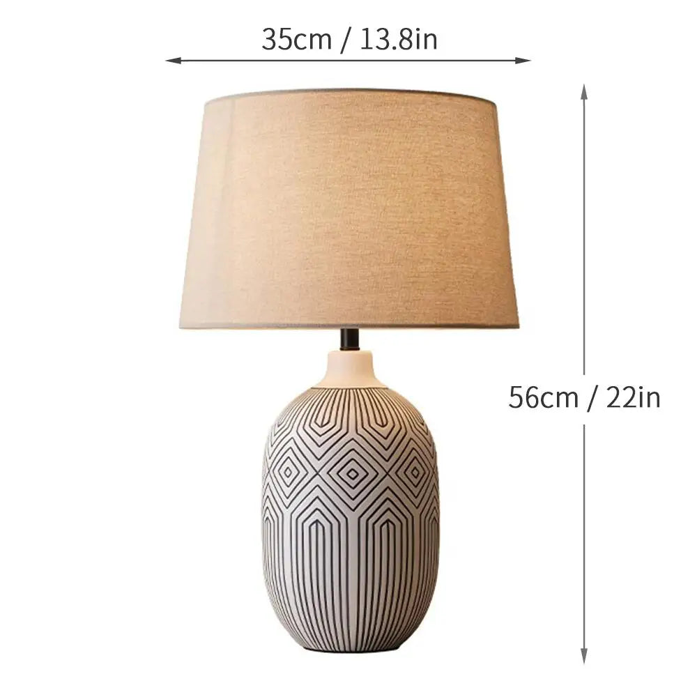 Table Lamp, Bedhead and Bedroom Decorative Light Fixture, Villa Retro Living Room Decoration Ceramic Table Lamp