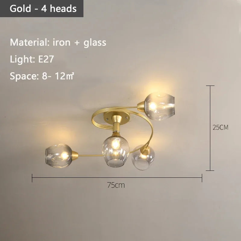 Nordic Minimalist LED Ceiling Light Modern Molecular Glass Lamp Living Room Dining Kitchen Bedroom Lighting Fixtures