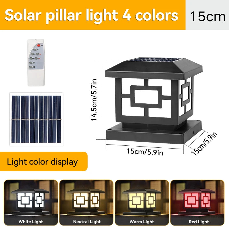 Waterproof Solar Outdoor Lights LED Classical Style Pillar Lamp Remote Control Night Light For Garden Landscape Led Solar Light