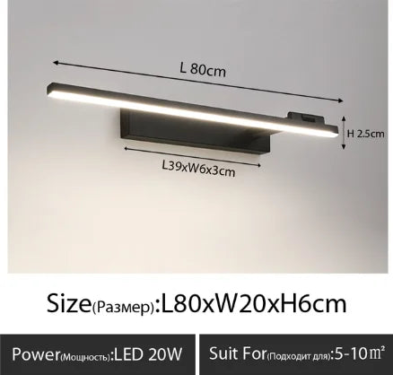 Modern LED Wall Light Bathroom Wall Mirror Cabinet Dresser Black White Light Fixtures AC90-260V Home Decoration Lamp