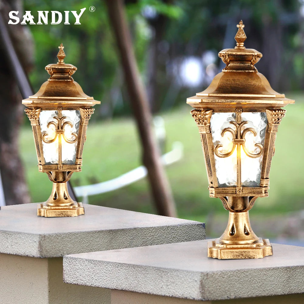 Vintage Pillar Lamp Outdoor Garden Light Led Bollard Luminaire Yard Patio Street Lights Waterproof Black Bronze 110V 220V