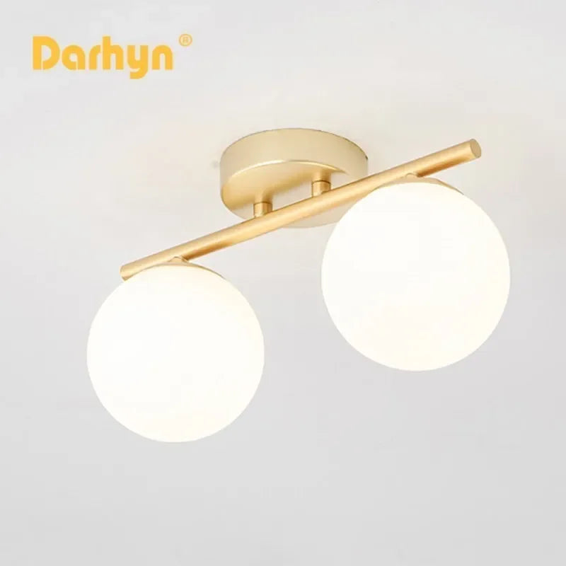 Nordic Glass Ceiling Light LED  White Ball Creative Golden Corridor Lamp Entrance Cloakroom Balcony Bedroom Dining Room Lighting