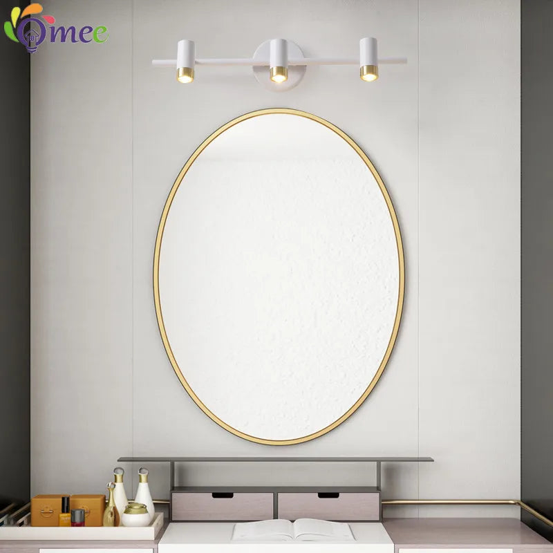 OMEE Modern LED Front Mirror Light Black or White Bathroom Makeup Wall Lamps Vanity Toilet Wall Mounted sconces Lighting Home