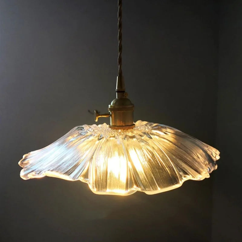 Nordic Modern LED Pendant Light Fixture Home Decor Dining Room Study Clear Glass Brass Knob Switch Creative Hanging Lamps