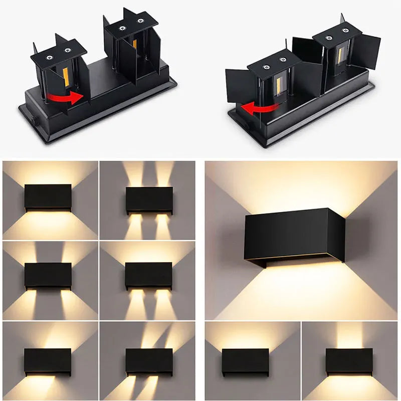 Aluminum LED Wall Lamp Outdoor Waterproof IP65 Interior Wall Light 12W24W Porch Garden Lights Living Room Street Stairs Lighting