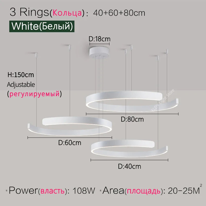 Ceiling lights living room dining room bedroom kitchen light Nordic modern chandelier simple ring light led pendants round lamps