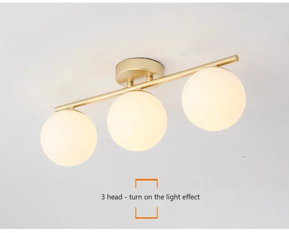 Nordic LED Glass Ceiling Lights White Ball Creative Golden Corridor Lamp Entrance Cloakroom Balcony Bedroom Dining Room Lamps