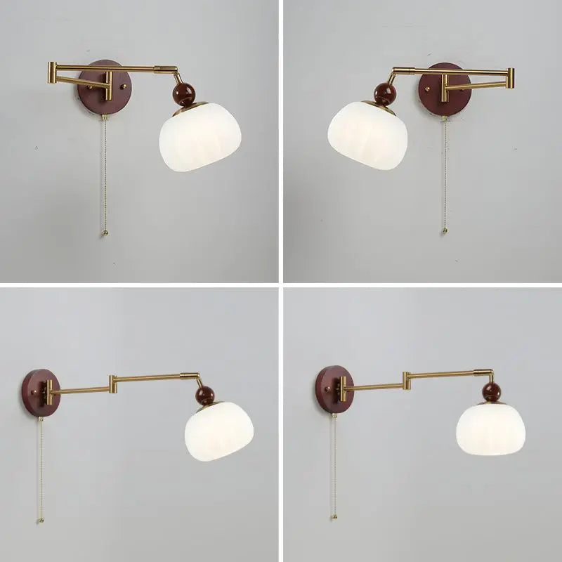 Modern Telescopic Swing Arm Wall Lamps Solid Wood Reading Lamp Nordic Minimalist Folding Rocker Arm Bedroom Bedside Wall Lights