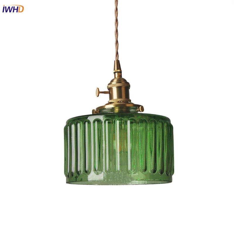 Simple LED Pendant Light Fixtures Porch Dining Room Bedroom Bedside Lamp Green Glass Hanging Light Nordic Modern Hanglampen