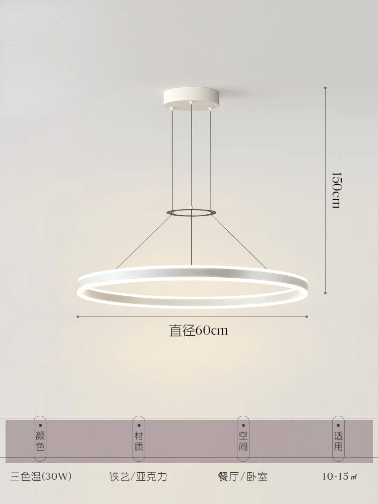 Minimalist Led Pendant Lamp For Modern Living Room Bedroom Dining Kitchen Black Ring Hanging Ceiling Chandelier Lighting Fixture