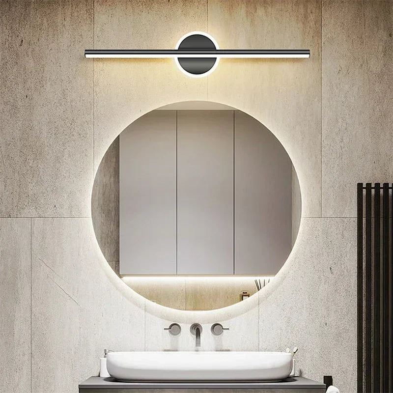 Modern LED Wall Lamp 40/60cm Mirror Light Bathroom Toilet Black Gold Long Strip Fixture Home Decor Led Lighting Lamps Lustre