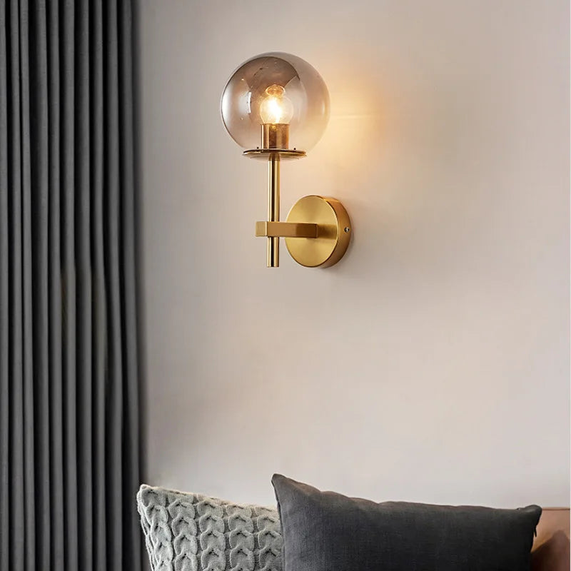 Nordic Modern LED Wall Lamp Sconce Beside Bedroom Bathroom Mirror Stair Light Glass Ball Wall light  Luminaira Lighting Fixtures