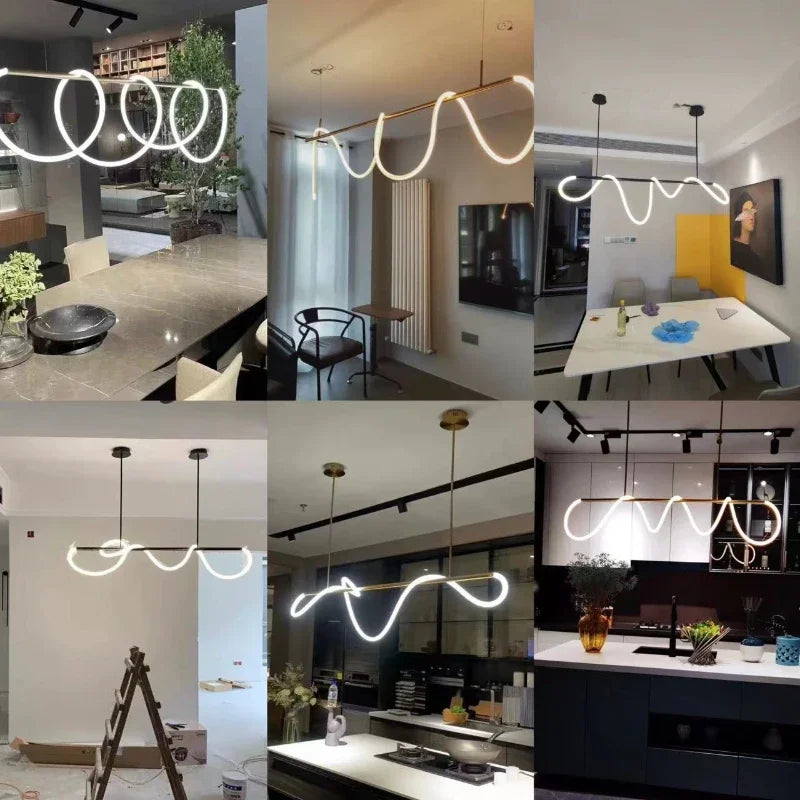 Minimalist Chandelier Living Room Creative Bar Bedroom Line Restaurant Led Light Hanging Lighting DIY Pendant Lamp Home