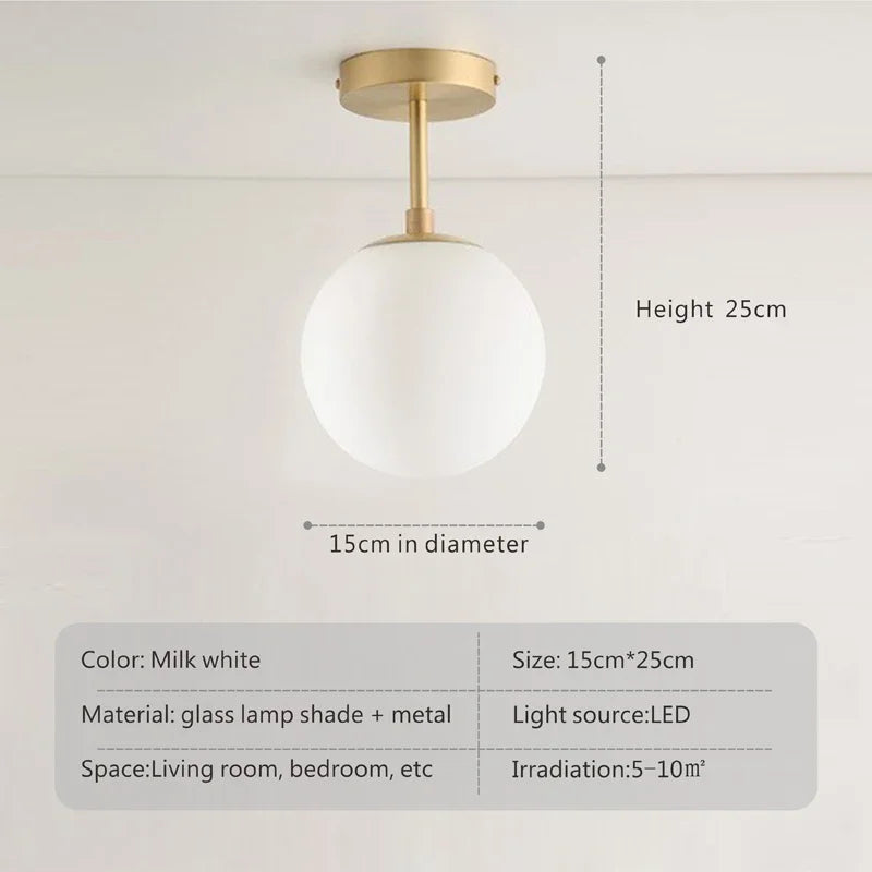 LED E27 Glass Ceiling Lighting Minimalist Modern Round Glass Ball Ceiling Lamp Corridor Lamp Creative Living Room Lights