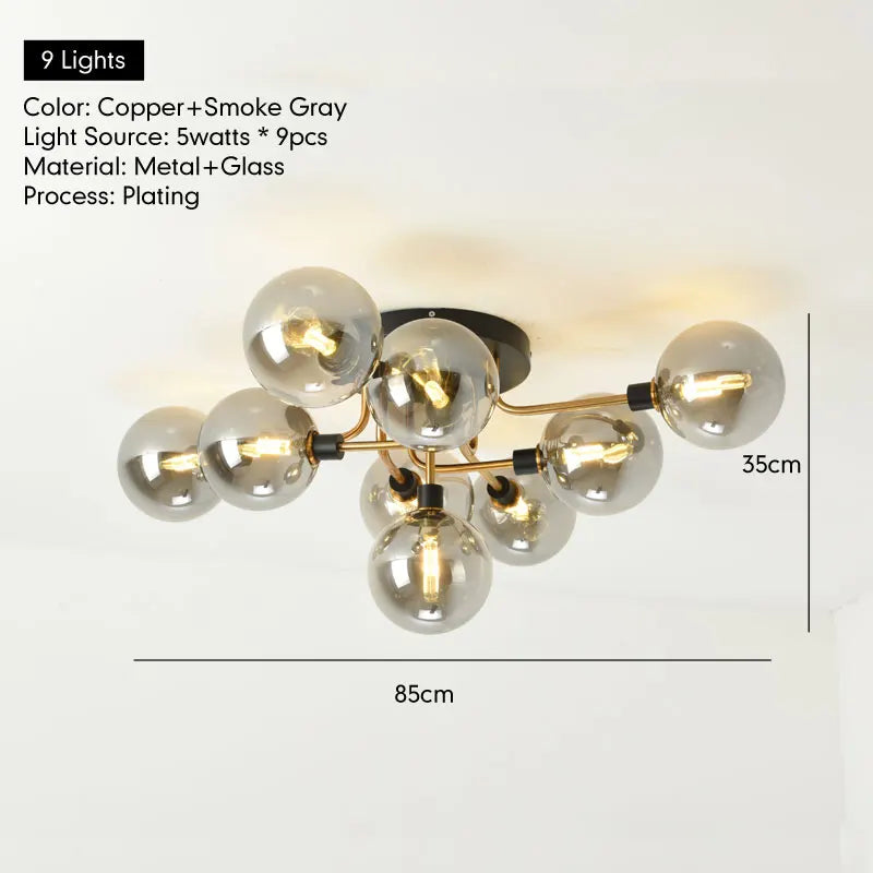 LED Glass Ceiling Light for Entrance Aisle Dining Room Bedroom Kitchen Home Decoration Lighting Fixture Clear Cognac Gray