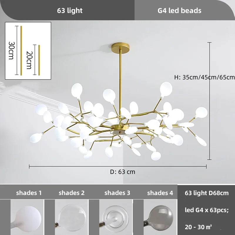 Nordic G4 Led Chandelier Lighting Modern Branch Pendant Light Living Room Gold / Black Led Luminarias Art Decor Indoor Lighting