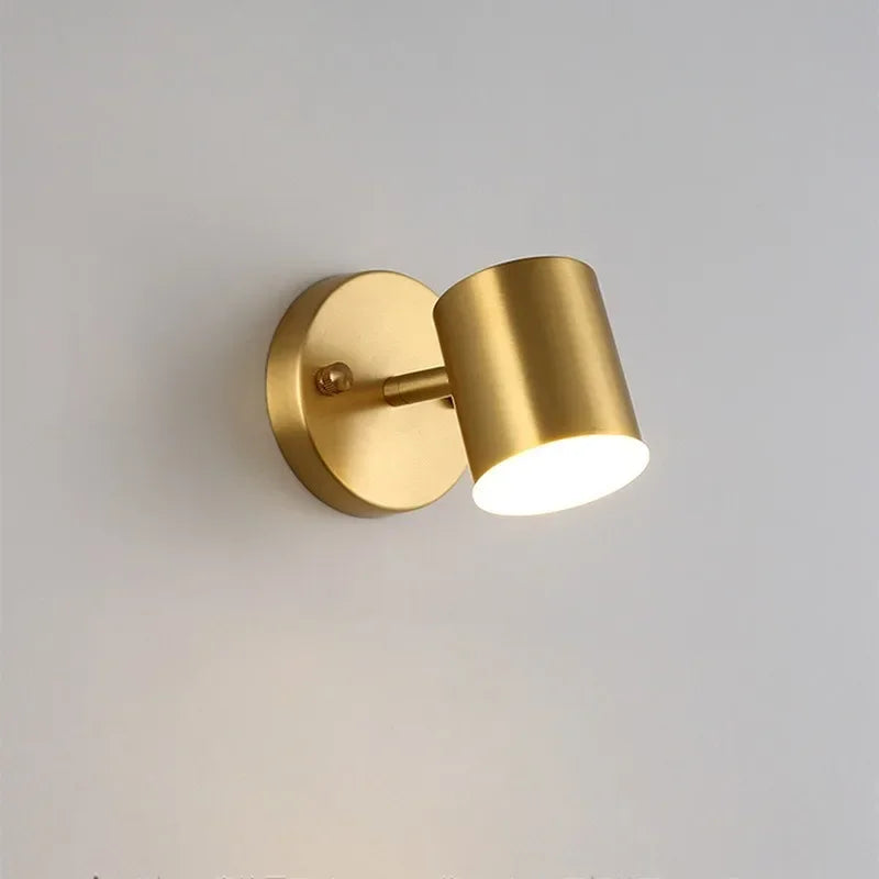 Postmodern Simple and Rotatable Light Luxury Gold Mirror Front Lamp Bedroom Bedside Lamp Hallway Wall Lamp