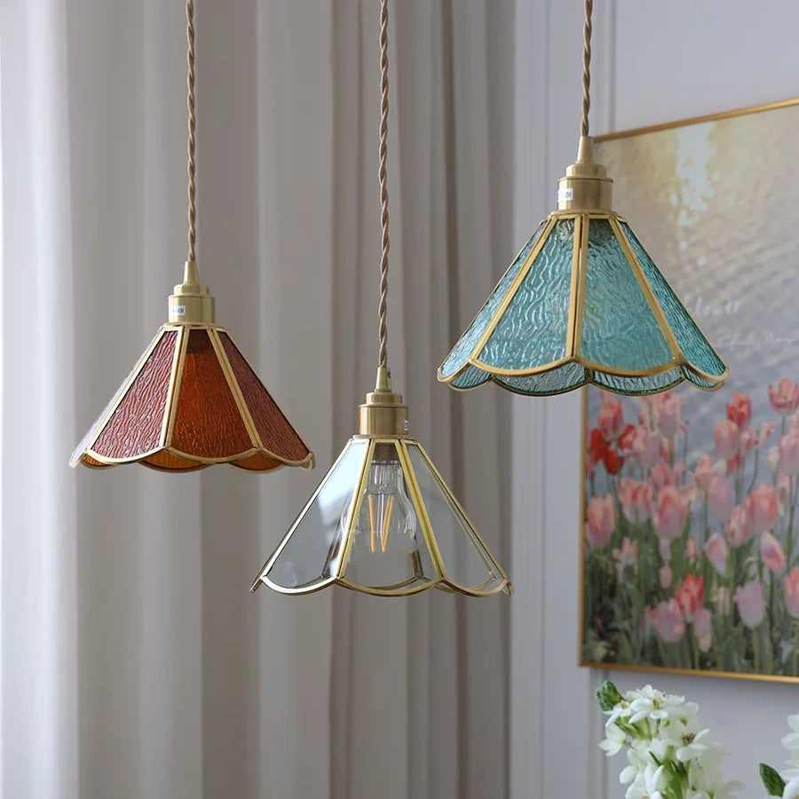 Nordic Modern Glass LED Pendant Lamp Beside Aisle Bedroom Dinning Living Room Light Vintage Copper Hanglamp Pendente Edison