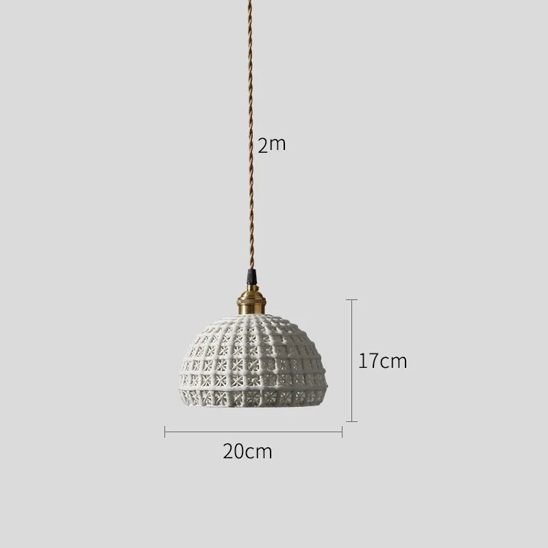 White Ceramic LED Pendant Lights Fixtures Home Indoor Lighting Bedroom Living Room Beside Nordic Modern Copper Hanging Lamp