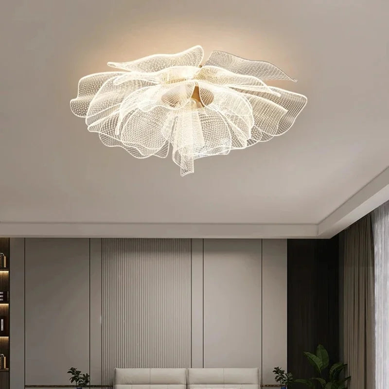 Flower LED Ceiling Lamp Gold for Bedroom Living Room Creative Ceiling Chandelier Foyer Aisle Balcony Home Decor Lighting Fixture