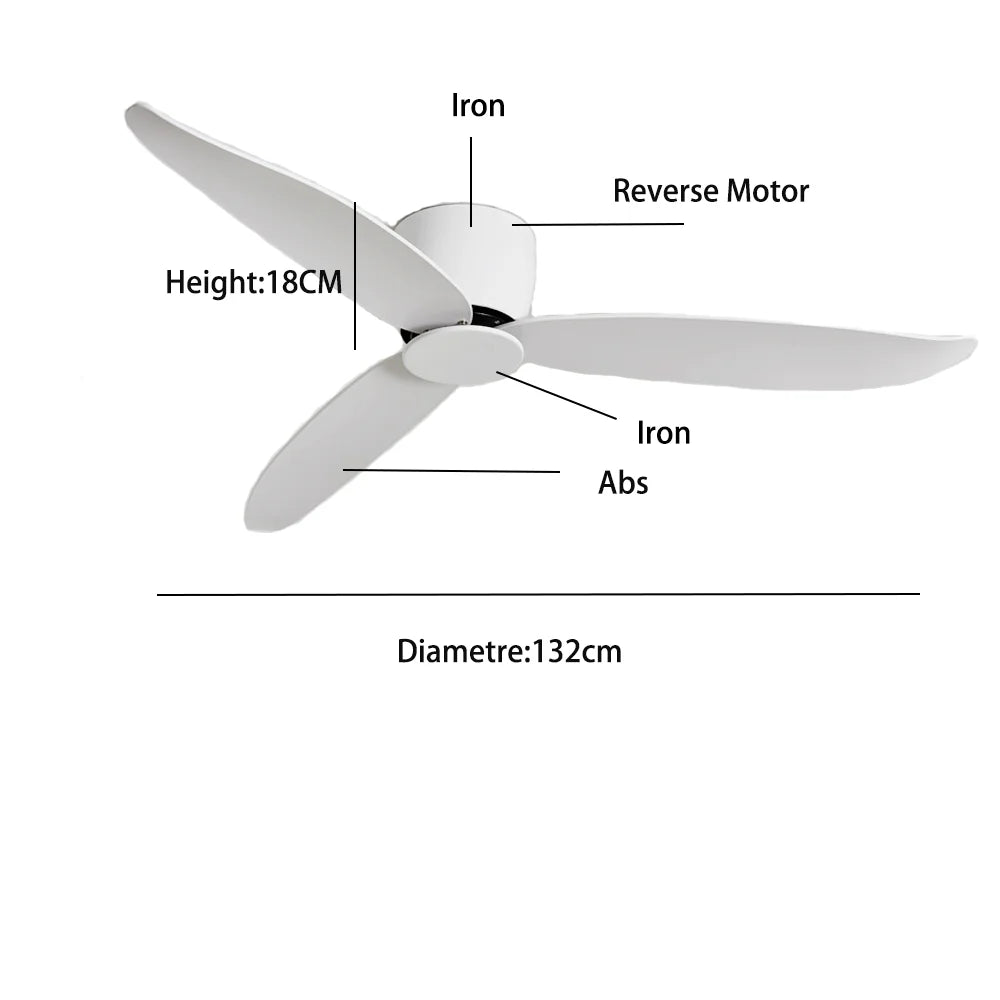 Ceiling Fan DC Motor 6 Speeds  36 42 52 Inch Remote Control Timing Fans 18CM Low Floor Loft Remote Control Fan No Lights