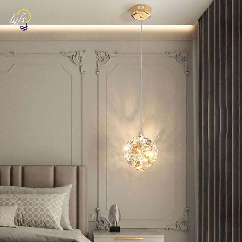 LED Nordic Pendant Lights Crystal Hanging Lamp Indoor Lighting Home Decoration Bedroom Living Room Dining Tables Bedside Light