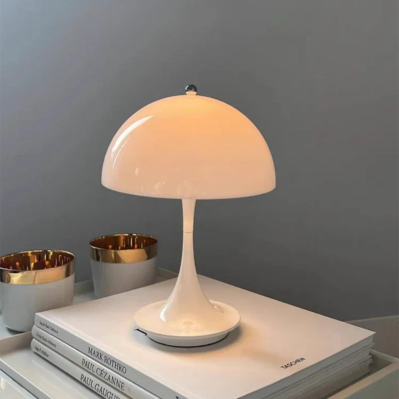 LED Mushroom Small Table Lamp Portable USB Charging Touch Dimmable Indoor Study Bedroom Bedside  Flower Bud LED Desk Lamp