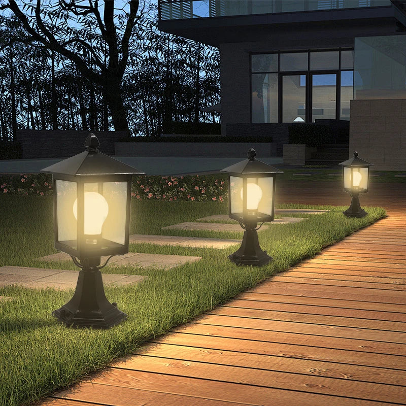 Modern European Style Column Lamp Cast Aluminum Acrylic Waterproof LED Outdoor Lamp Villa Garden Lamp Gate Black Lawn Lamp