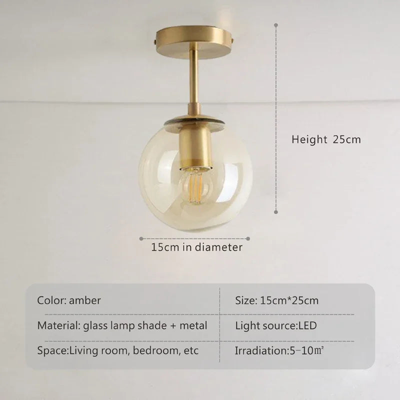 LED E27 Glass Ceiling Lighting Minimalist Modern Round Glass Ball Ceiling Lamp Corridor Lamp Creative Living Room Lights