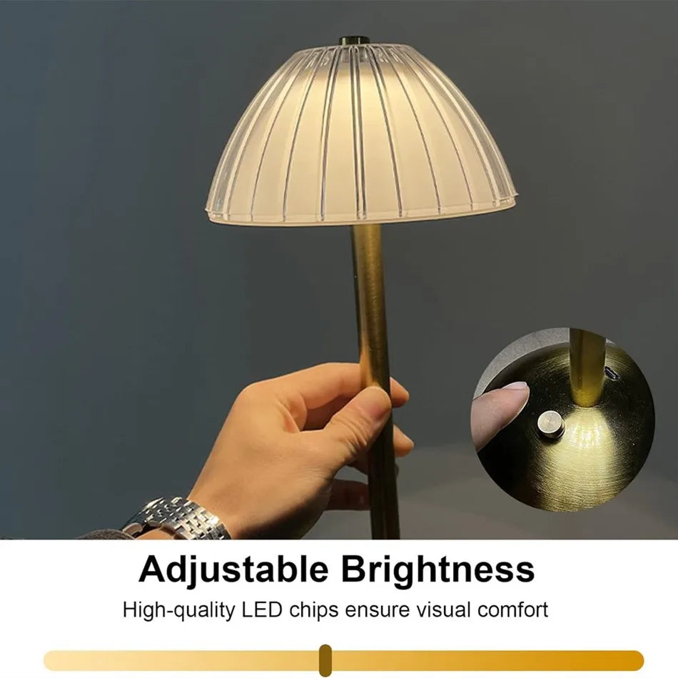 Crystal Table Lamp Trichromatic Dimming Living Room Atmosphere Lamps Eye Protection Night Light Bedroom Cordless Bedside Lamps