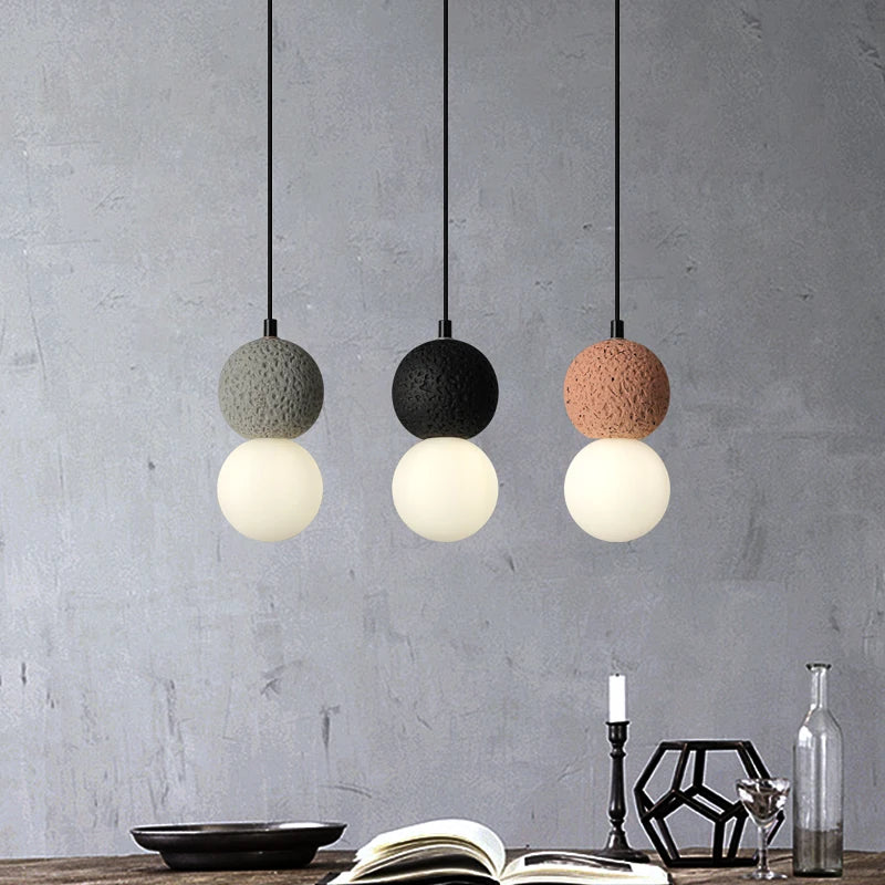 Mini Pink Cement LED Pendant Lights Fixtures Home Decor Indoor Lighting Bedroom Restaurant Bar Nordic Modern Hanging Lamp