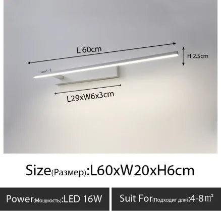 Modern LED Wall Light Bathroom Wall Mirror Cabinet Dresser Black White Light Fixtures AC90-260V Home Decoration Lamp