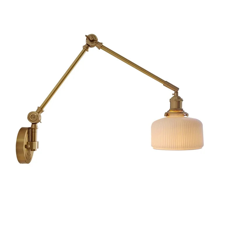 Ceramic Copper LED Wall Lamp Beside Left And Right Rotate Up And Down Swing Long Arm Wall Light Wandlamp Lighting