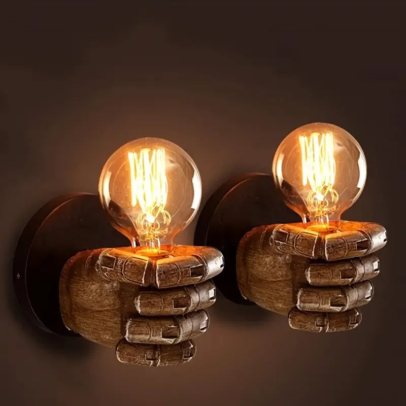 Vintage Wall Lamp Resin Fist lights For Bar Restaurant Coffee Shop Decoration Wall light Left Right Hand Indoor Lighting E27